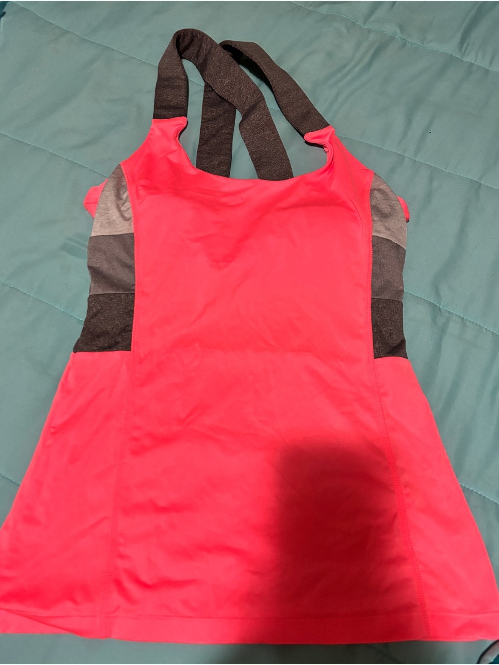 MPG Coral Pink Sports Tank with Charcoal Straps